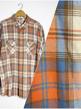 Pendleton Surf Plaid Flannel Button Up Long Sleeve Shirt XXL Flaw